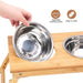 Anti-skidding Adjustable Bamboo Pet Feeder Double Dog Bowls