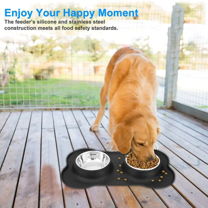 Anti-slip Durable Double Dog Drinking Water Food Feeder