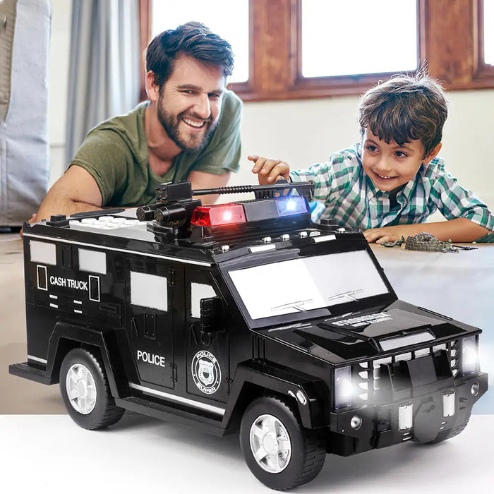 Armored Car Money Piggy Bank With Light For Kids - Usb