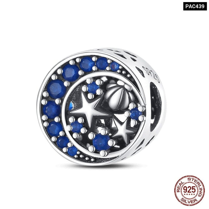 Authentic 925 Sterling Silver Blue Eagle Wings Round Charms Beads Fit Original Pandora Bracelet DIY Jewelrys For Women