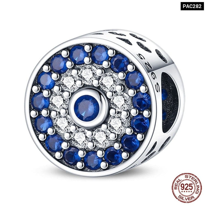 Authentic 925 Sterling Silver Blue Eagle Wings Round Charms Beads Fit Original Pandora Bracelet DIY Jewelrys For Women