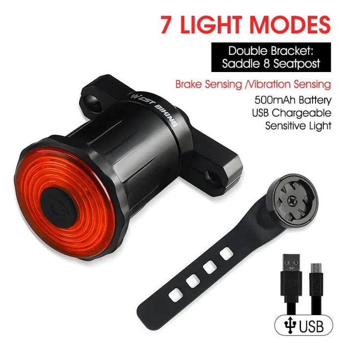 Auto Brake Sensing Waterproof Led Smart Bicycle Light