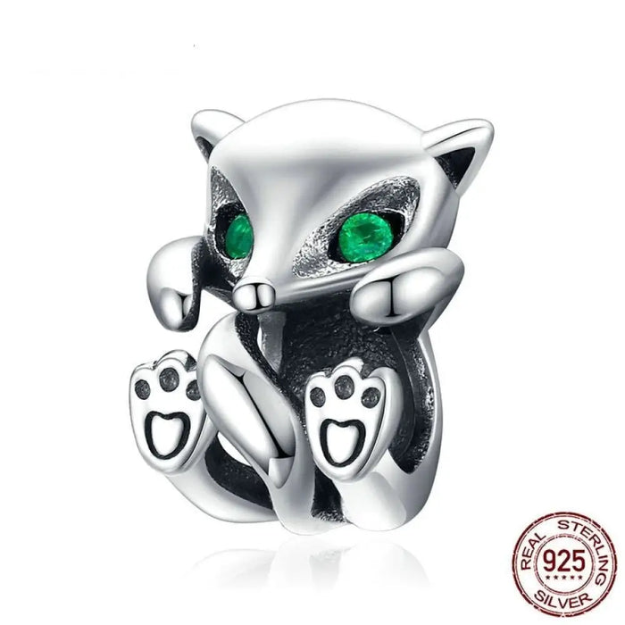 Baby Fox Animal Metal Charm Fit Silver Snakle Bracelet 925