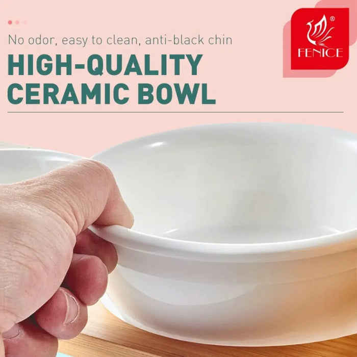 Cat Bamboo Bowl Ceramic Protection Double Anti-overturning