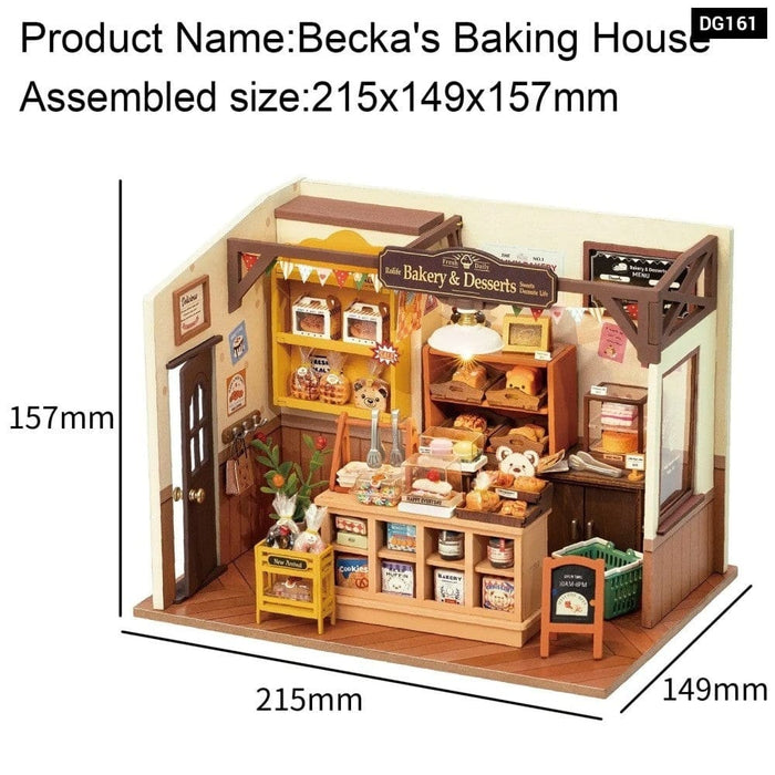 Becka'S Baking House Diy Miniature House For Kids Children 3D Wooden Assembly Toys Easy Connection