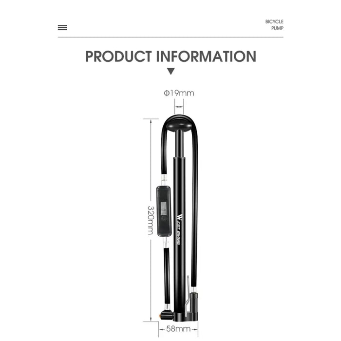 Bike Pump With Digital Display Gauge