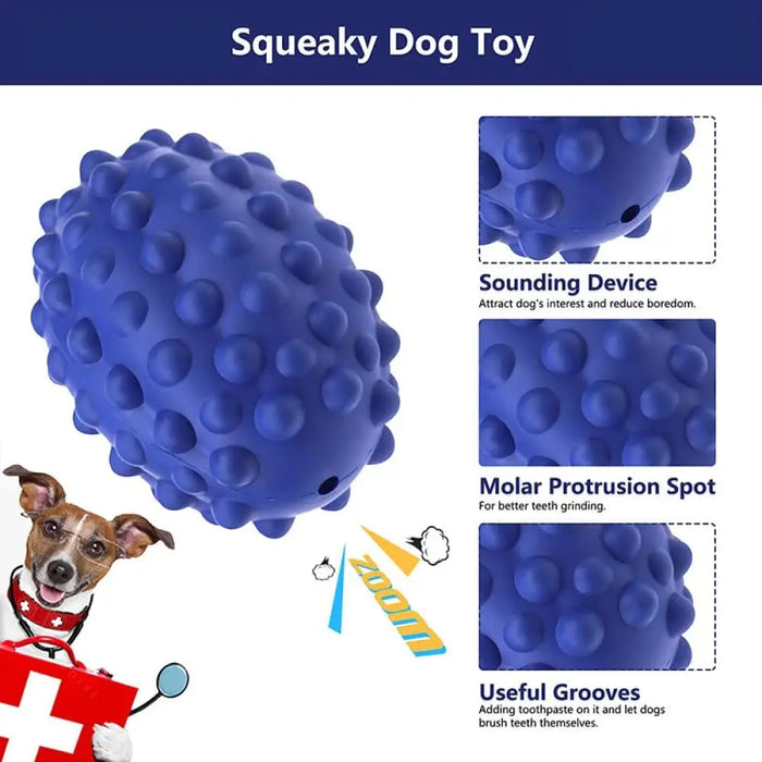 Bite-resistant Natural Rubber Squeaker Pet Chew Ball Toy For