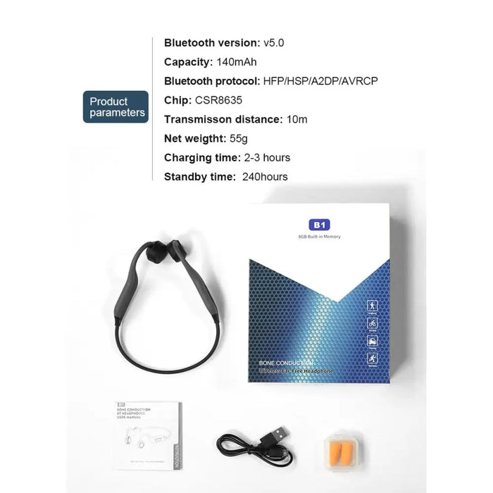 Bluetooth 5.0 Bone Conduction Built-in 8g Memory Card