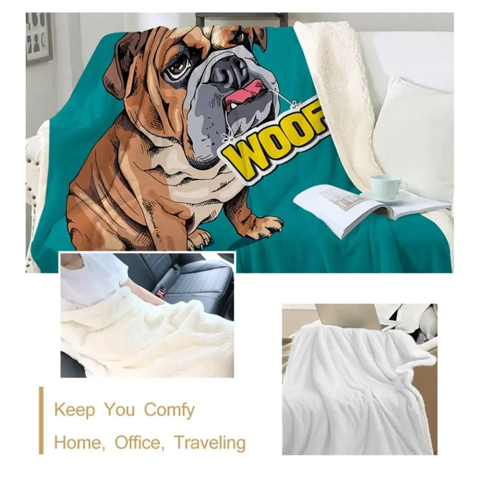 Bulldog Bed Blanket Dogs Throw Cartoon Kids Bedding