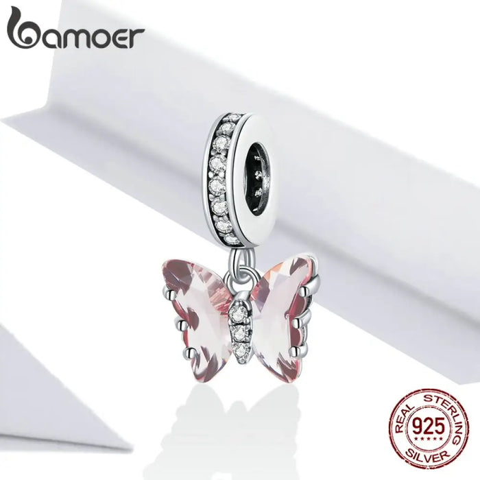 Butterfly Dream Pink Zircon 925 Sterling Silver Charm