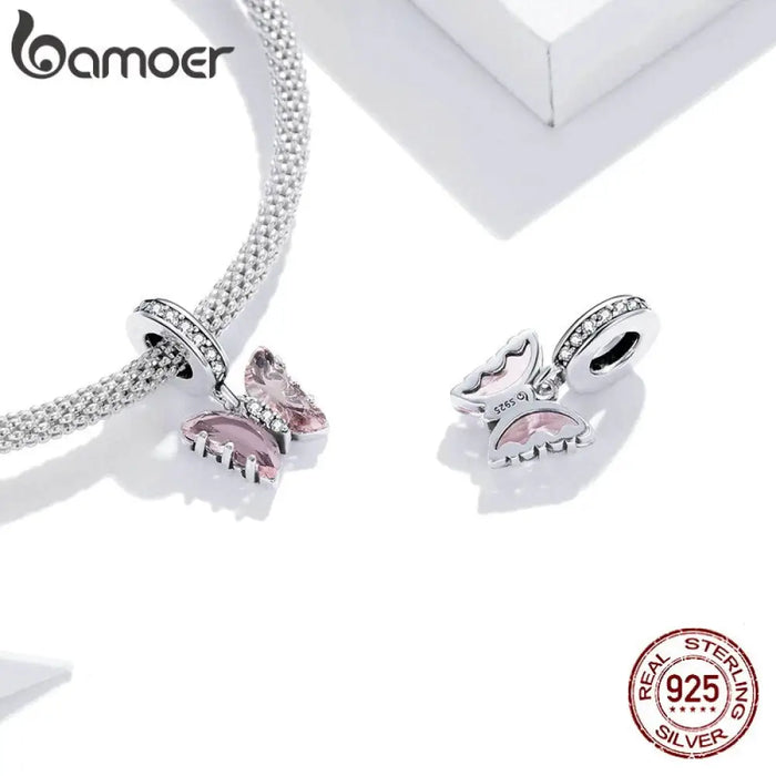 Butterfly Dream Pink Zircon 925 Sterling Silver Charm