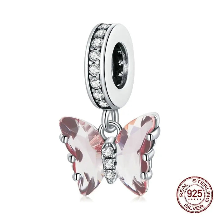 Butterfly Dream Pink Zircon 925 Sterling Silver Charm