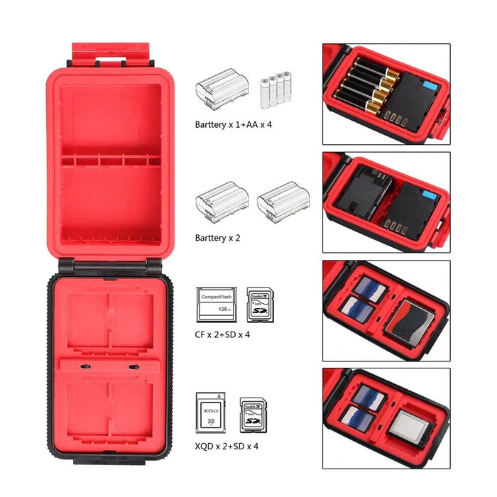 Camera Waterproof Battery Box for Canon LP-E6 LP-E17 Sony NP-FW50 NP-FZ100 Nikon EN-EL17 Battery SD CF XQD Memory card case