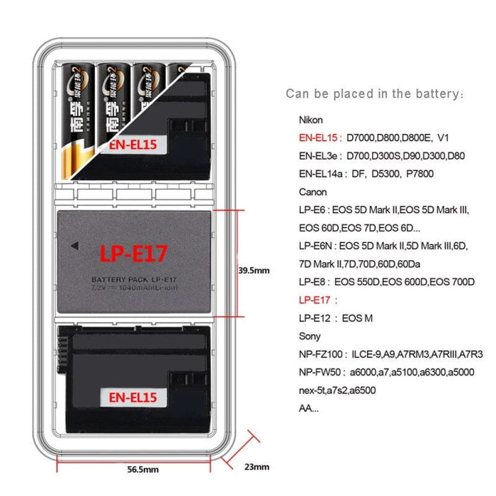 Camera Waterproof Battery Box For Canon LP-E6 LP-E17 Sony NP-FZ100 NP-FW50 Nikon EN-EL15 Battery Case SD CF Memory card case