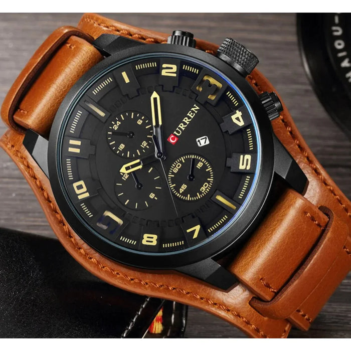 Casual Leather Military Quartz Sports Men's Wristwatches