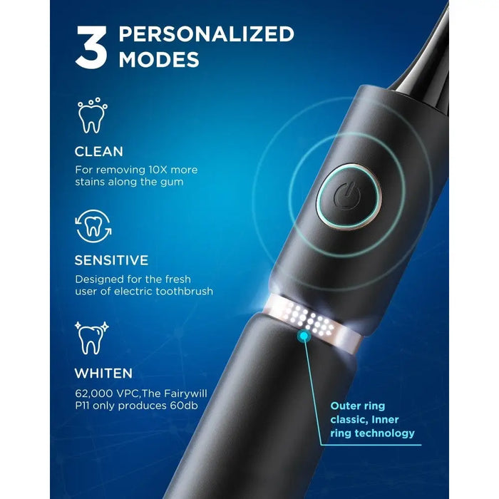 Usb Charge Waterproof 5 Modes 3 Brush Heads Toothbrushes &