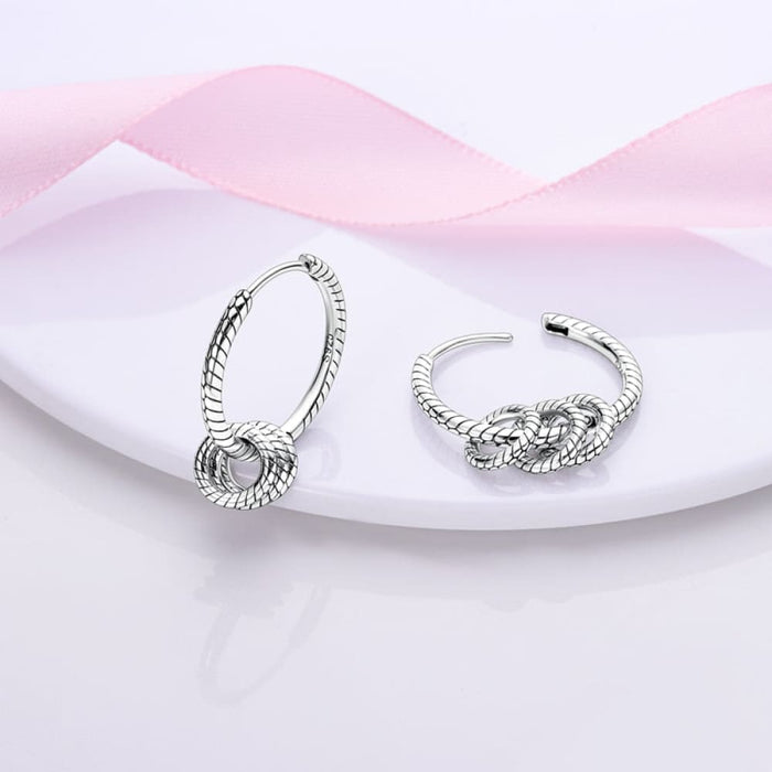 Charm Double Hoop Earrings For Women 925 Silver Sparkling Crystal Pendant Stud Earring Anniversary Jewelry