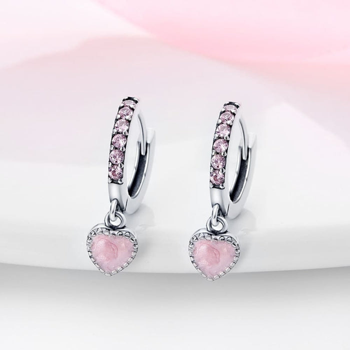 Charm Double Hoop Earrings For Women 925 Silver Sparkling Crystal Pendant Stud Earring Anniversary Jewelry