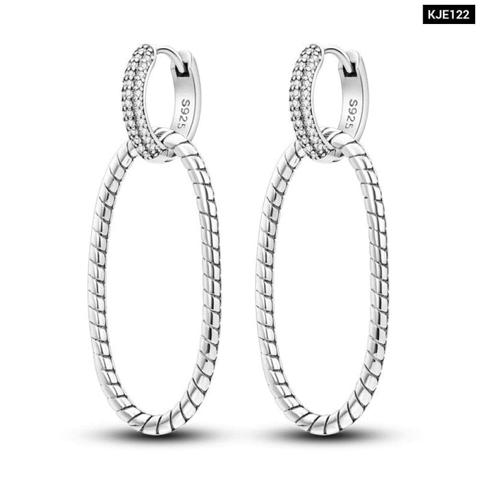 Charm Double Hoop Earrings For Women 925 Silver Sparkling