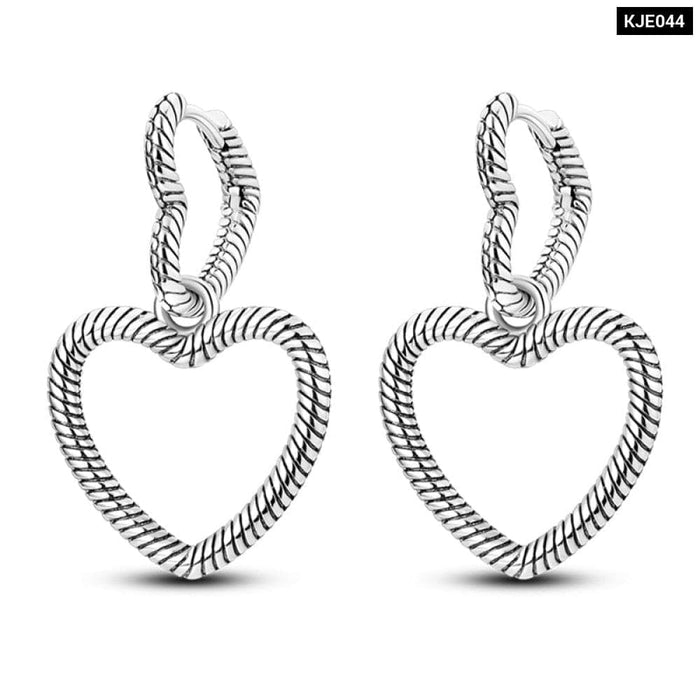 Charm Double Hoop Earrings For Women 925 Silver Sparkling