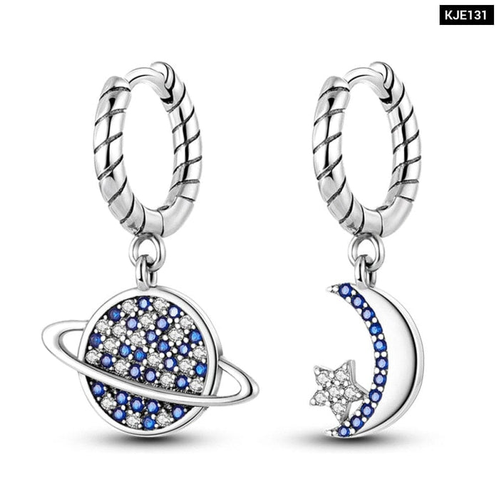 Charm Double Hoop Earrings For Women 925 Silver Sparkling