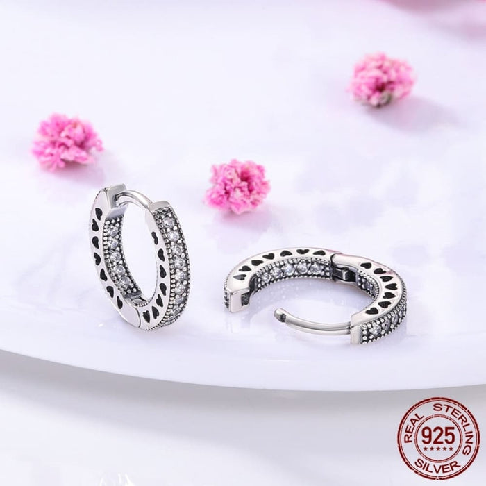 Charm Double Hoop Earrings For Women 925 Silver Sparkling