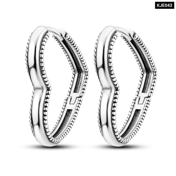 Charm Double Hoop Earrings For Women 925 Silver Sparkling