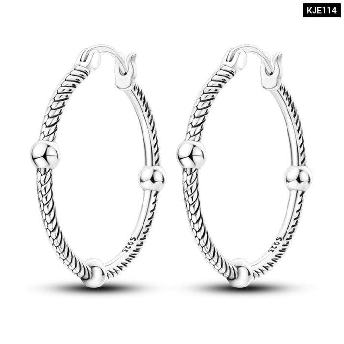 Charm Double Hoop Earrings For Women 925 Silver Sparkling