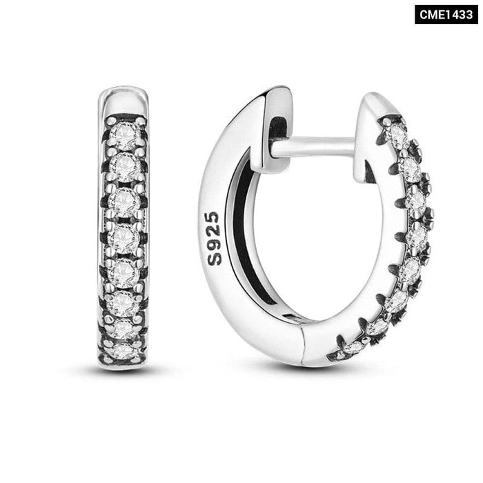 Charm Double Hoop Earrings For Women 925 Silver Sparkling