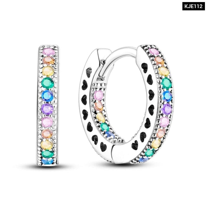 Charm Double Hoop Earrings For Women 925 Silver Sparkling