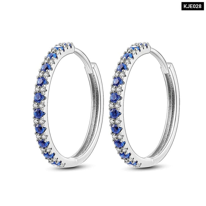 Charm Double Hoop Earrings For Women 925 Silver Sparkling