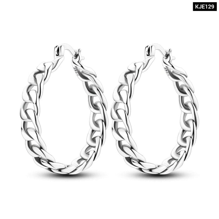 Charm Double Hoop Earrings For Women 925 Silver Sparkling