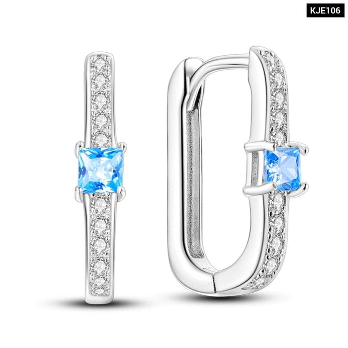 Charm Double Hoop Earrings For Women 925 Silver Sparkling