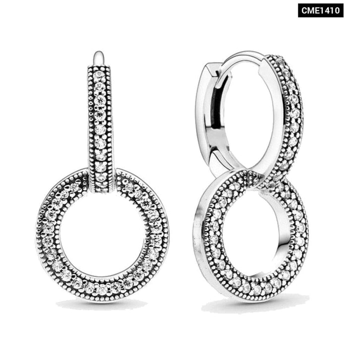 Charm Double Hoop Earrings For Women 925 Silver Sparkling