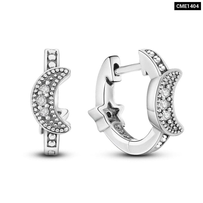 Charms Double Heart Hoop Earrings For Women 925 Silver Cubic Zircon Feather Earrings Elegant Jewelry