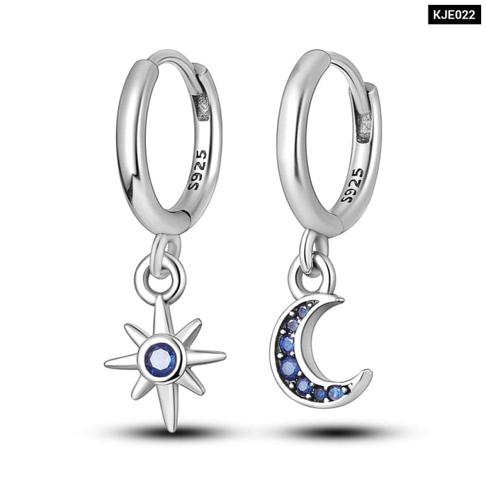 Charms Double Heart Hoop Earrings For Women 925 Silver Cubic Zircon Feather Earrings Elegant Jewelry