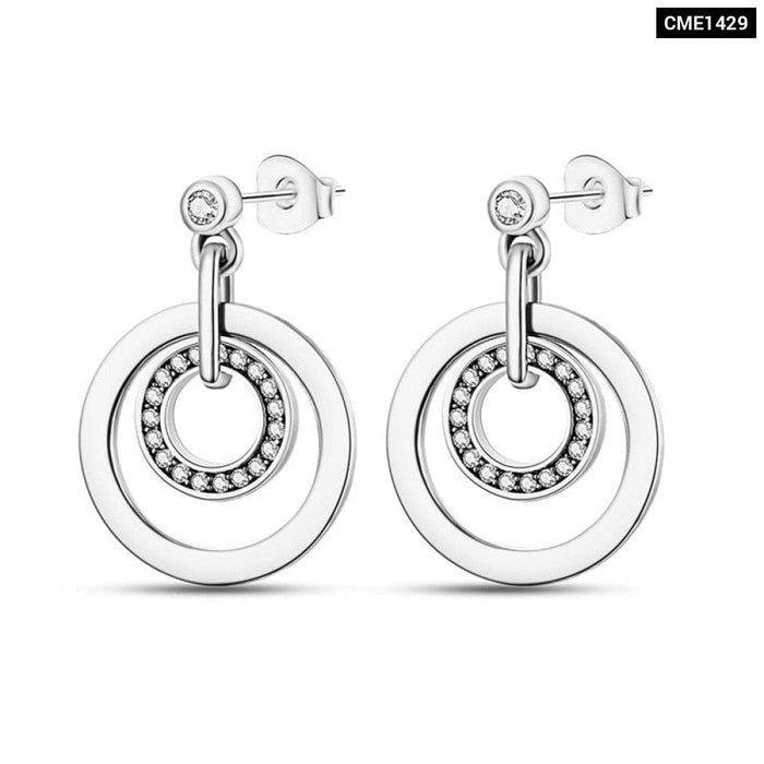 Charms Double Heart Hoop Earrings For Women 925 Silver Cubic Zircon Feather Earrings Elegant Jewelry