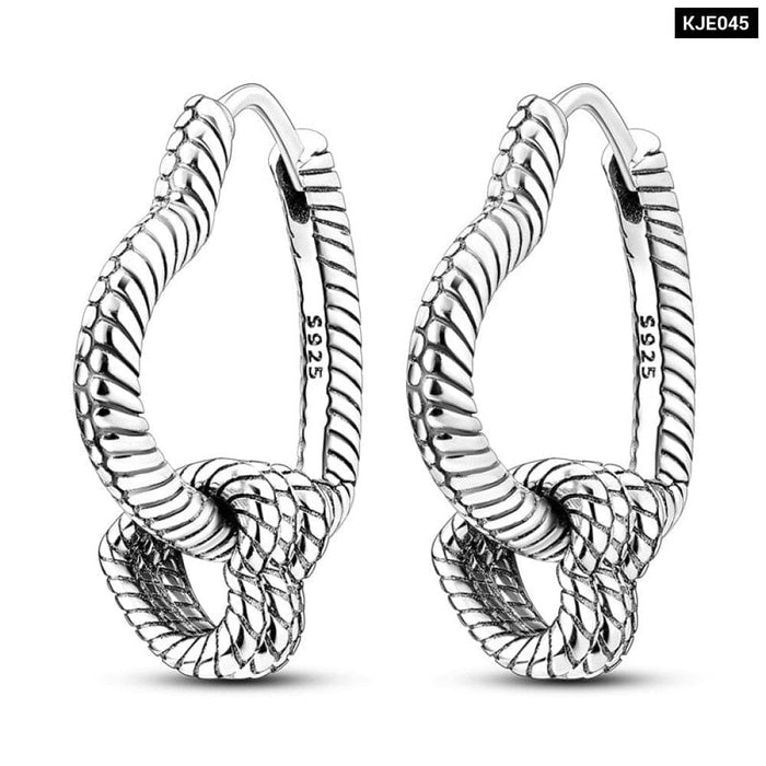 Charms Double Heart Hoop Earrings For Women 925 Silver Cubic Zircon Feather Earrings Elegant Jewelry