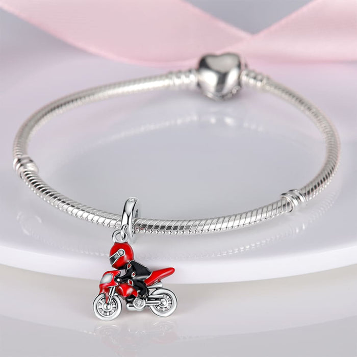 Charms Fit Pandora 925 Original Bracelet Red Series Motorcycle Luggage Silver Charms Beads For Women Lucky Jewelry