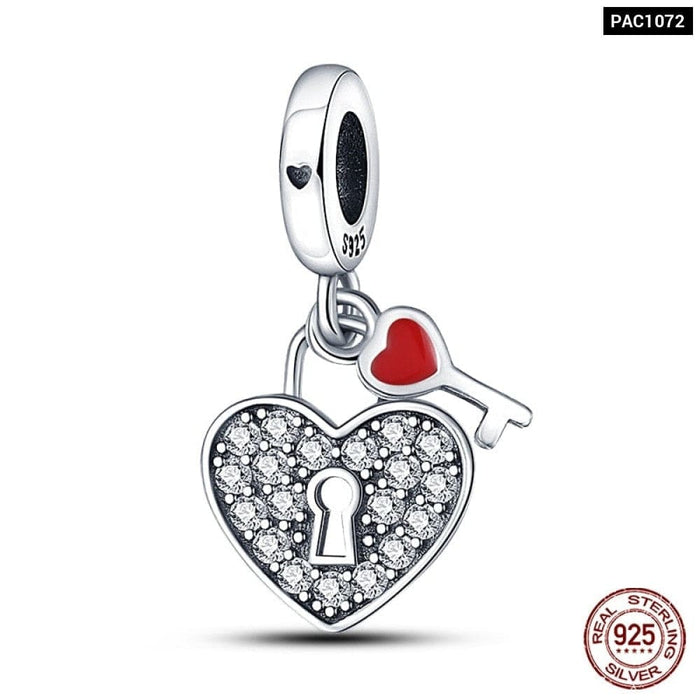 Charms Fit Pandora 925 Original Bracelet Red Series Motorcycle Luggage Silver Charms Beads For Women Lucky Jewelry