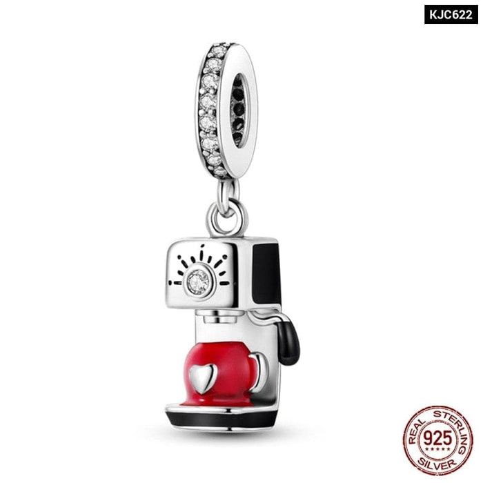 Charms Fit Pandora 925 Original Bracelet Red Series Motorcycle Luggage Silver Charms Beads For Women Lucky Jewelry