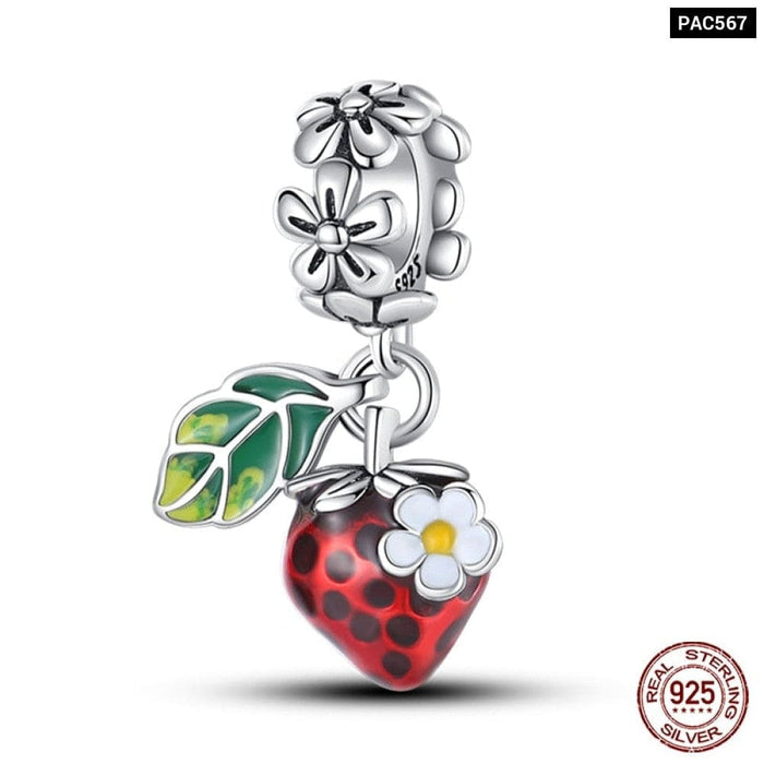 Charms Fit Pandora 925 Original Bracelet Red Series Motorcycle Luggage Silver Charms Beads For Women Lucky Jewelry