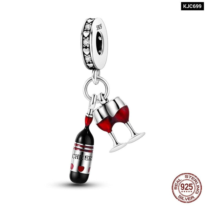 Charms Fit Pandora 925 Original Bracelet Red Series Motorcycle Luggage Silver Charms Beads For Women Lucky Jewelry