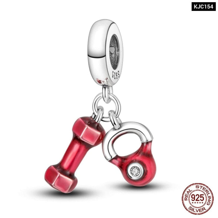 Charms Fit Pandora 925 Original Bracelet Red Series Motorcycle Luggage Silver Charms Beads For Women Lucky Jewelry