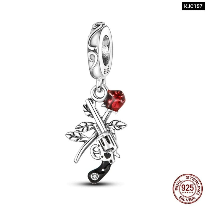 Charms Fit Pandora 925 Original Bracelet Red Series Motorcycle Luggage Silver Charms Beads For Women Lucky Jewelry