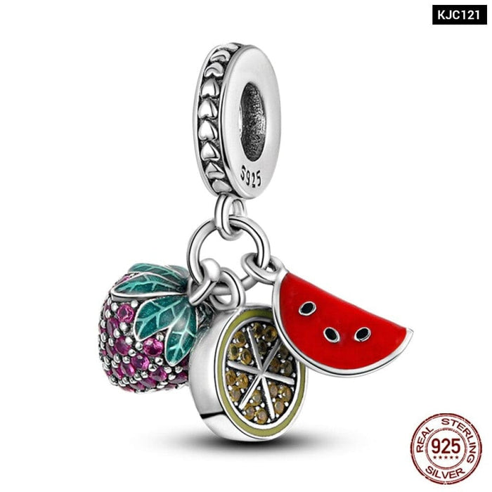 Charms Fit Pandora 925 Original Bracelet Red Series Motorcycle Luggage Silver Charms Beads For Women Lucky Jewelry