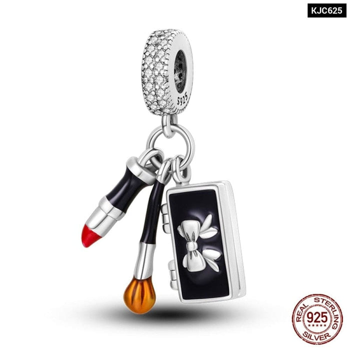 Charms Fit Pandora 925 Original Bracelet Red Series Motorcycle Luggage Silver Charms Beads For Women Lucky Jewelry