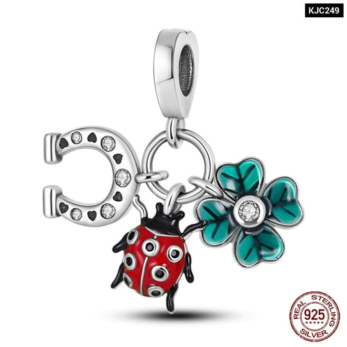 Charms Fit Pandora 925 Original Bracelet Red Series Motorcycle Luggage Silver Charms Beads For Women Lucky Jewelry