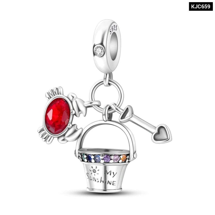 Charms Fit Pandora 925 Original Bracelet Red Series Motorcycle Luggage Silver Charms Beads For Women Lucky Jewelry