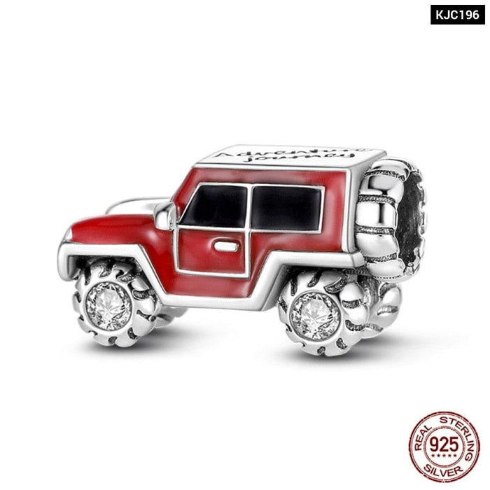 Charms Fit Pandora 925 Original Bracelet Red Series Motorcycle Luggage Silver Charms Beads For Women Lucky Jewelry